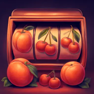 Gokkasten met perziken en kersen bij Peaches Casino.